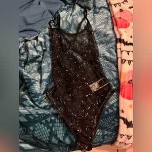 SHEIN Unity Plaid Sheer Mesh Bodysuit